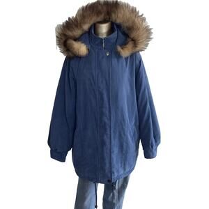 Westbound Parka Blue Jacket Coat Women Large Fox Fur Hood Detachable Outdoor
